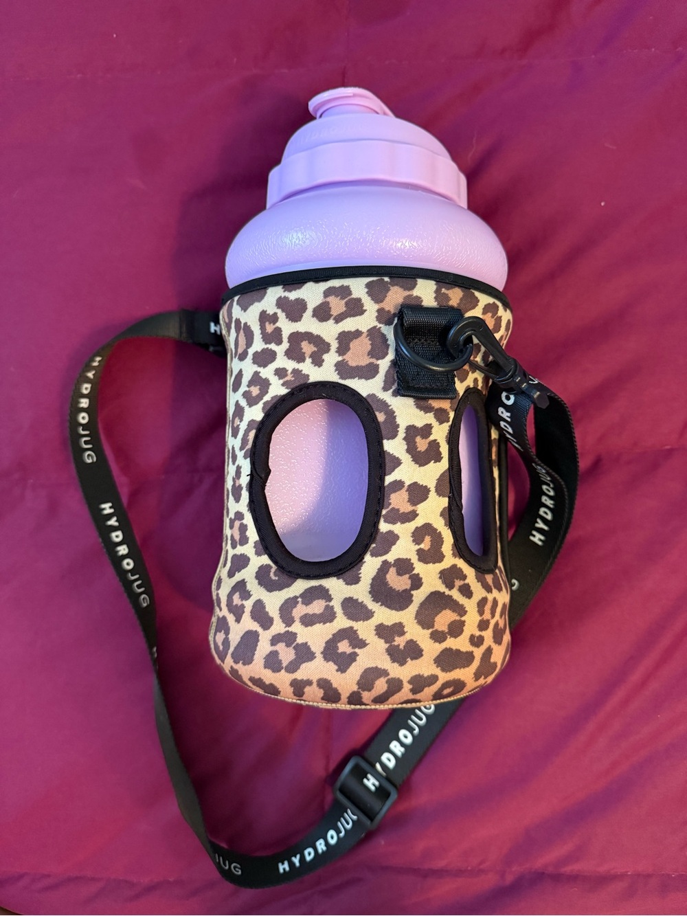 HydroJug Light Pink Water Bottle with Leopard Neoprene Sleeve